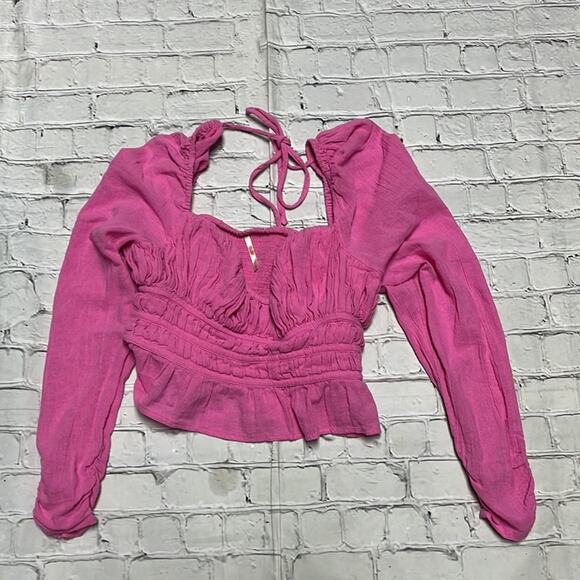 Free People Chloe Smocked Top Blouse S - Picture 2 of 4